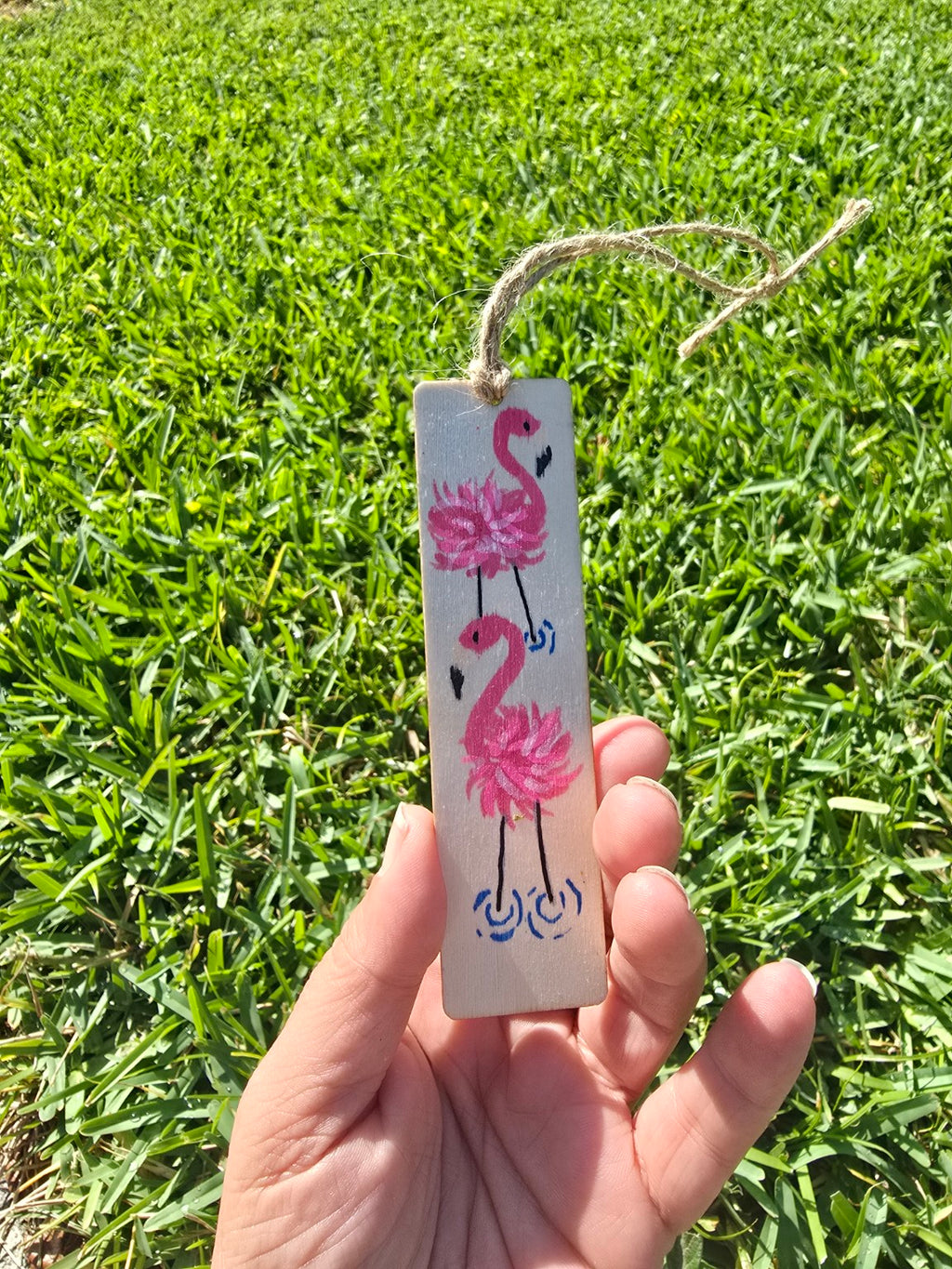 Hand-Painted Flamingo Bookmark