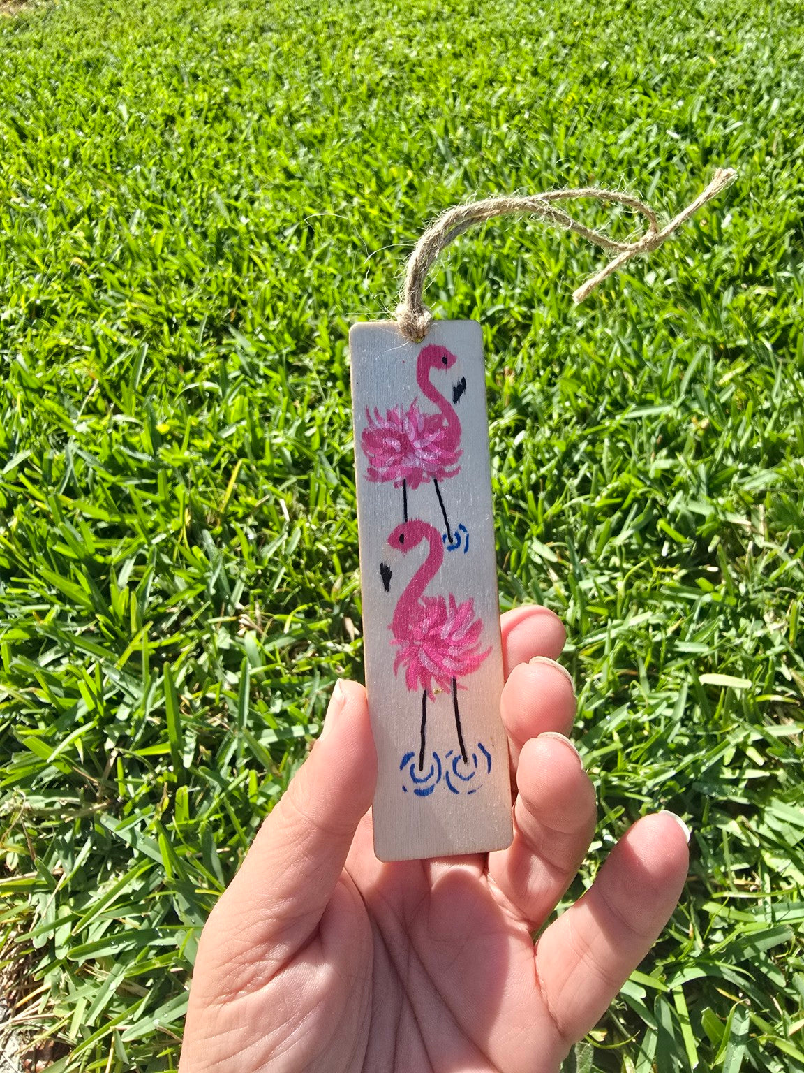 Hand-Painted Flamingo Bookmark