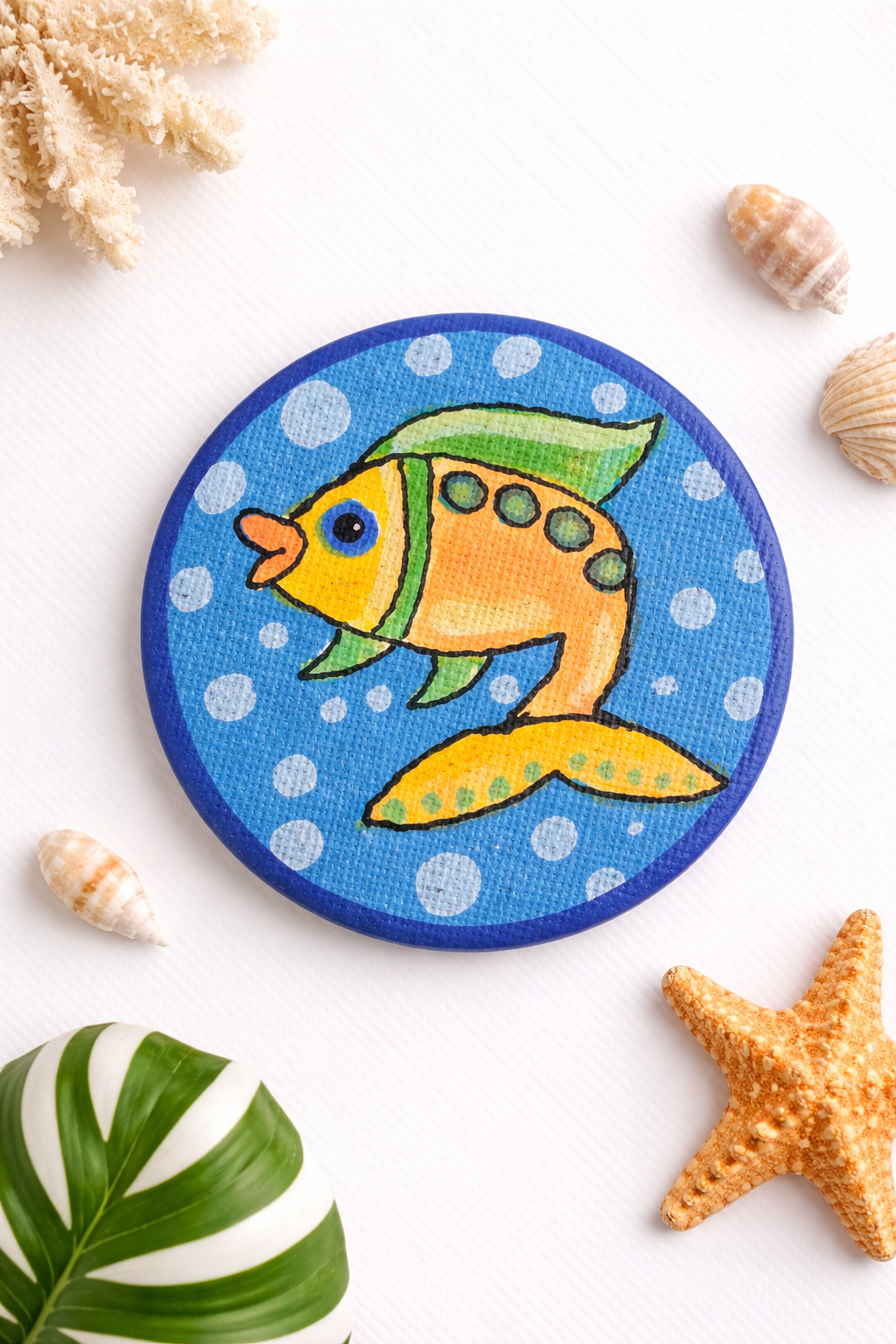 Hand-Painted 3" Magnet - Tropical Fish
