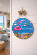 Hand-Painted 18" Circle - Flamingo