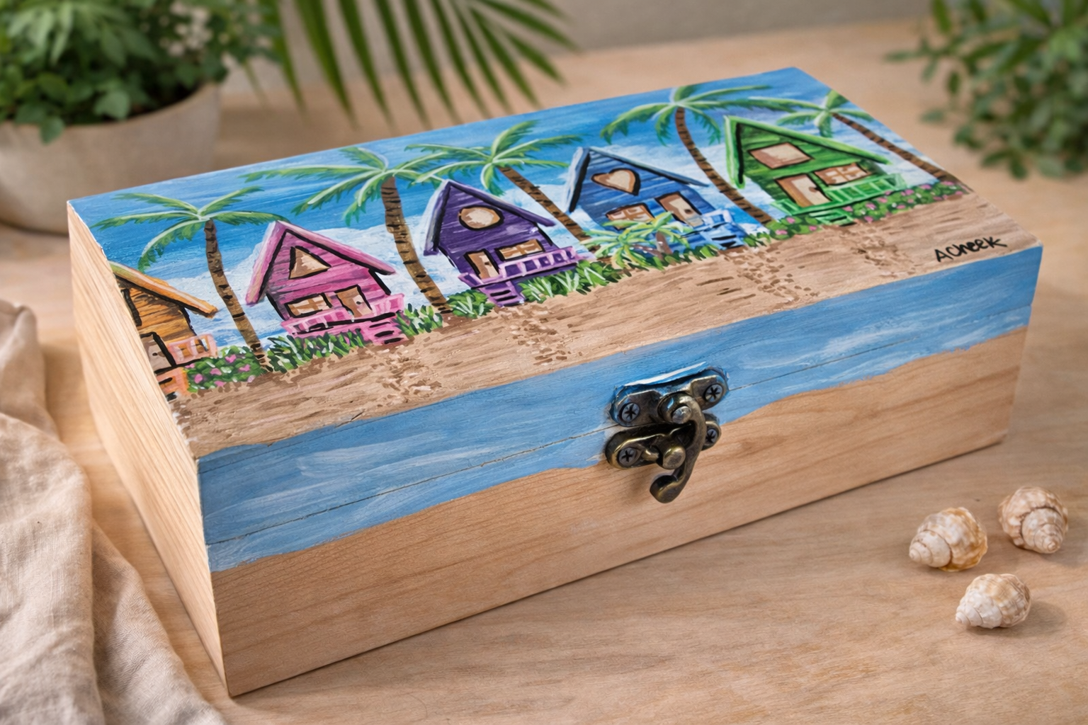 Hand-Painted Keepsake Box - Beach Homes