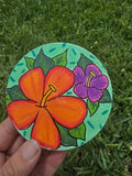 Hand-Painted Coaster - Tropical Hibiscus