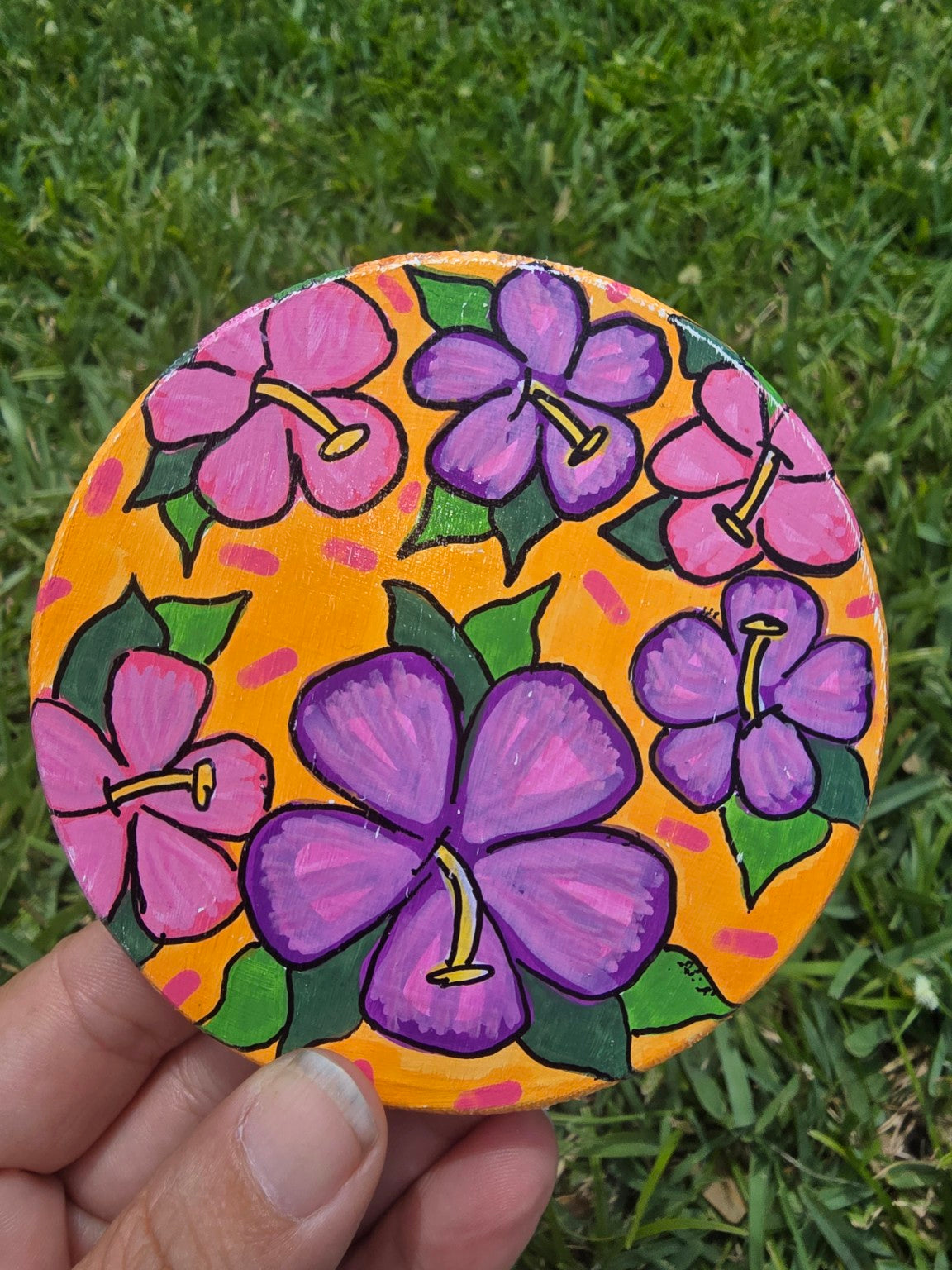 Hand-Painted Coasters – Bold Tropical Hibiscus