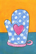 Cheeky Oven Mitt – Original 4x6 Painting | 100 Lil Cheeky Paintings #8