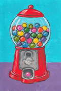 Retro Gumball Machine – Original 4x6 Painting | 100 Lil Cheeky Paintings #9
