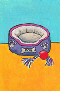 Cheeky Dog Bed – Original 4x6 Painting | 100 Lil Cheeky Paintings #11