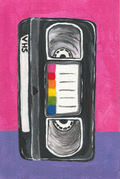 Retro VHS Tape – Original 4x6 Painting | 100 Lil Cheeky Paintings #12