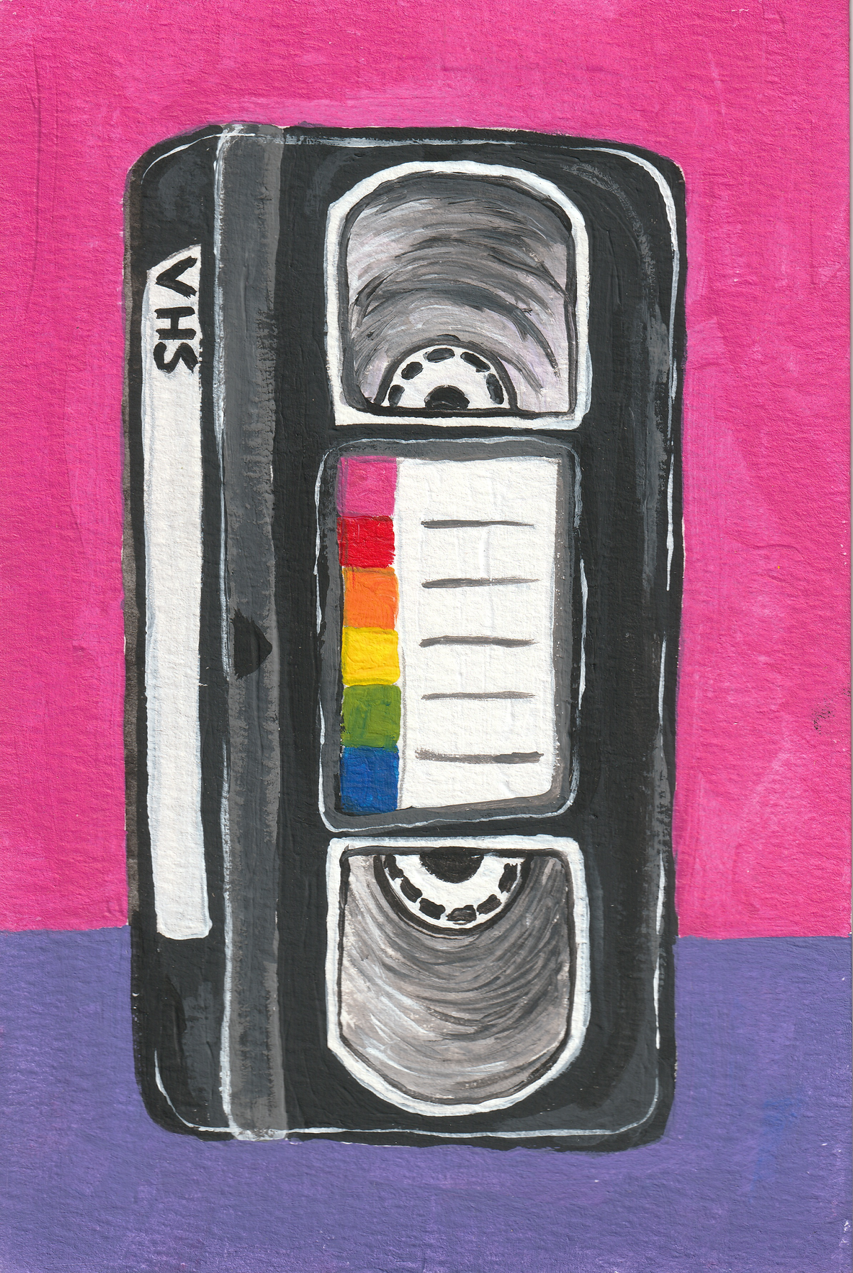 Retro VHS Tape – Original 4x6 Painting | 100 Lil Cheeky Paintings #12