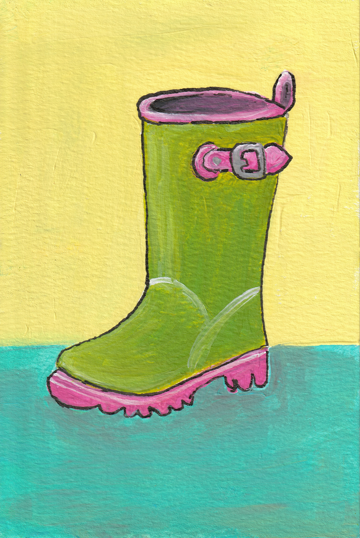 Rain Boot – Original 4x6 Painting | 100 Lil Cheeky Paintings #18