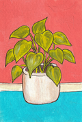 Heartleaf Houseplant – Original 4x6 Painting | 100 Lil Cheeky Paintings #23