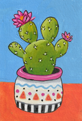 Blooming Cactus – Original 4x6 Painting | 100 Lil Cheeky Paintings #25