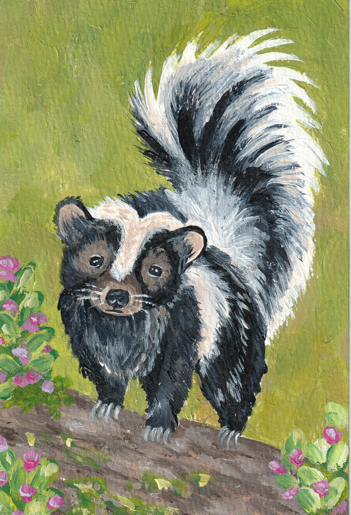 Woodland Skunk – Original 4x6 Painting | 100 Lil Cheeky Paintings #27