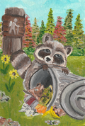 Trash Panda Raccoon – Original 4x6 Painting | 100 Lil Cheeky Paintings #30