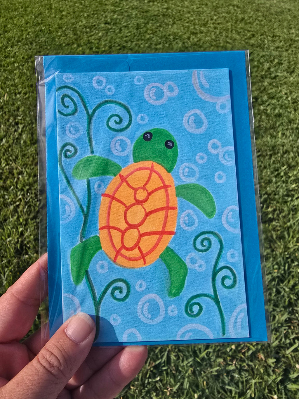 Hand Painted Sea Turtle Greeting Card