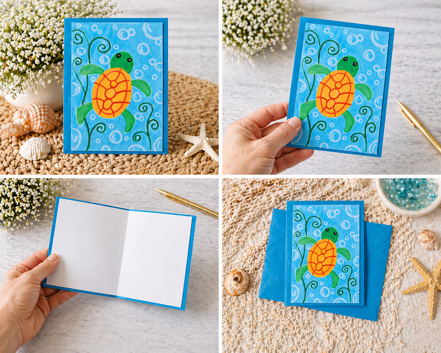 Hand Painted Sea Turtle Greeting Card