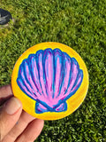Hand-Painted Circle Magnet – Coastal Seashell Pop