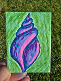 Hand-Painted Rectangle Magnet – Vibrant Spiral Seashell