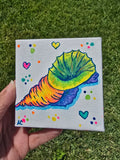 Hand-Painted 4x4 Canvas – Rainbow Conch Shell