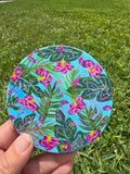 Hand-Painted Coaster – Tropical Floral Abstract